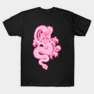 Pink Neon Glow Chinese Dragon T-Shirt